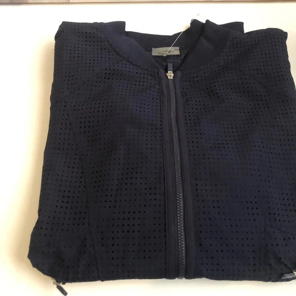 ! Jofit Women's navy Blue Full Zip Long Sleeve Mesh Bomber Rib Trim Jack… - Picture 2 of 7